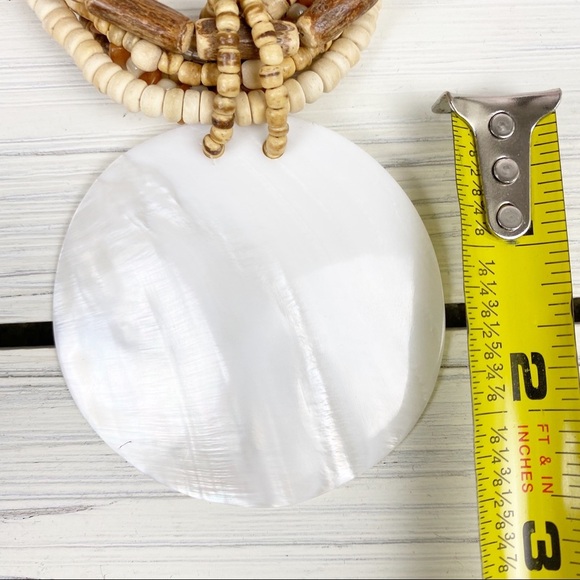 Bohemian Boho Wooden Shell Statement Necklace - Picture 10 of 10